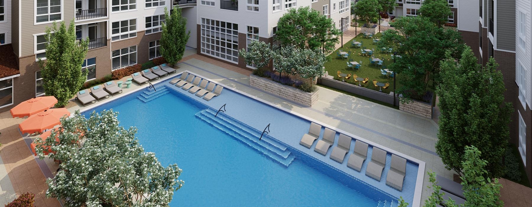 aerial rendering of swimming pool
